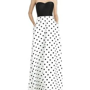 NWT Alfred Sung Polka Dot Gown with Pockets, sz 18